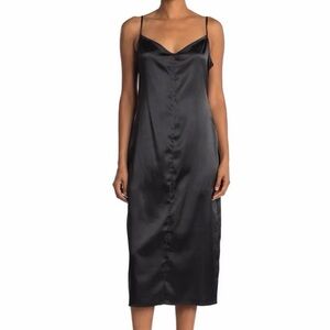 AFRM Revolve Katica Satin Midi Dress In Noir Elegant Black Satin Slip Dress M